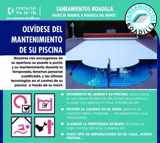 MANTENIMIENTO DE SU PISCINA, PROFESIONALES CON MAS DE 20 AÑOS DE EXPERIENCIA EN EL SECTOR