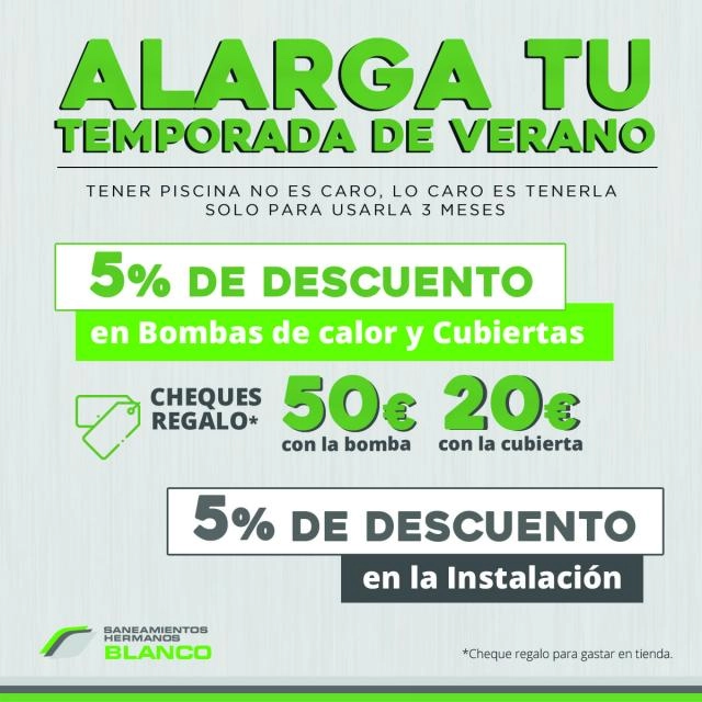Descuento en bombas de calor y cubiertas