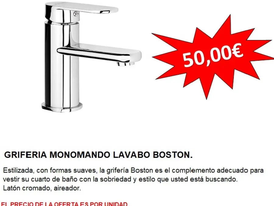 Grifería monomando lavabo Boston.