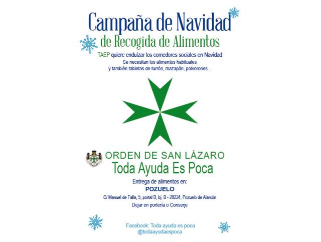 "Toda Ayuda es Poca" inicia su campaña navideña de recogida de alimentos en Pozuelo de Alarcón