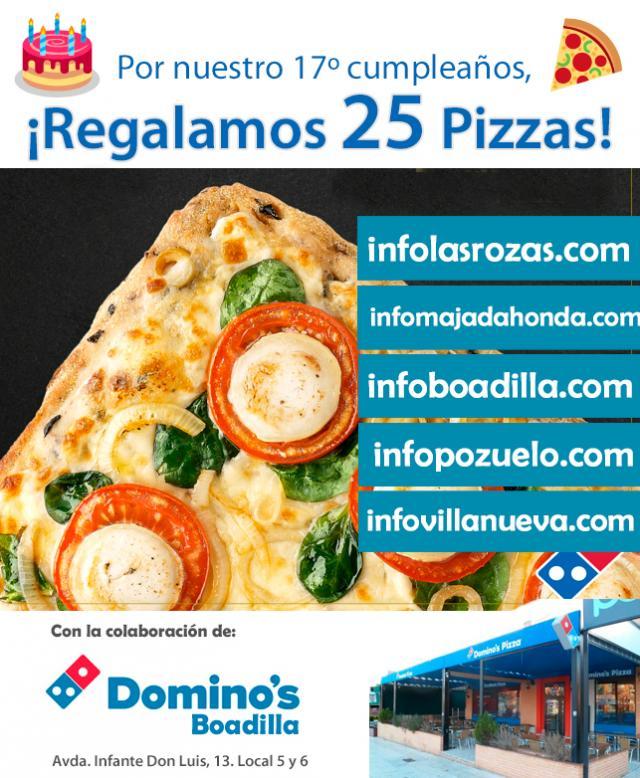 InfoPozuelo.com cumple 17 años y lo celebra invitando a Pizzas Domino's a los vecinos