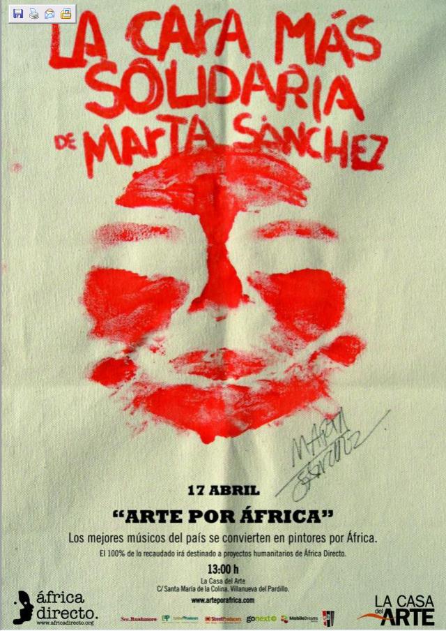 Marta Sánchez, Pereza, La Unión, Nacha Pop, David de María... participarán en la acción solidaria "Arte por África" en colaboración con la ONG "Africa Directo" en La Casa del Arte.
