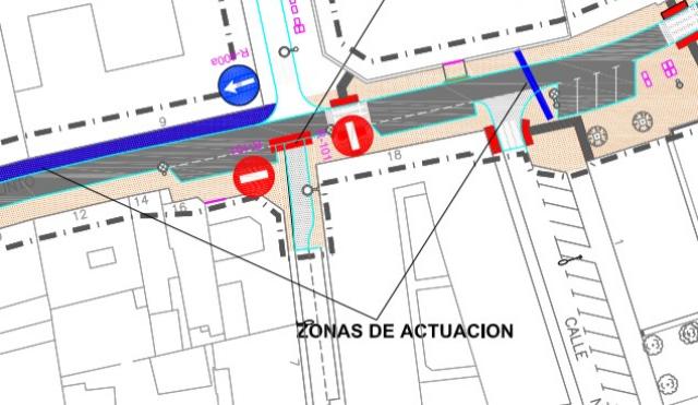 Cortes de tráfico en la calle Sagunto para la realización del saneamiento y alumbrado de la zona