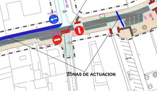 Cortes de tráfico en la calle Sagunto para la realización del saneamiento y alumbrado de la zona
