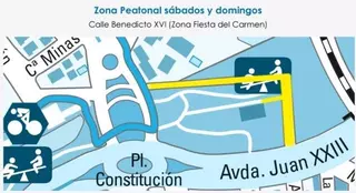 La calle Benedicto XVI será la vía peatonalizada este fin de semana