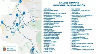 El mapa de las vías de Pozuelo despejadas de nieve en tiempo real