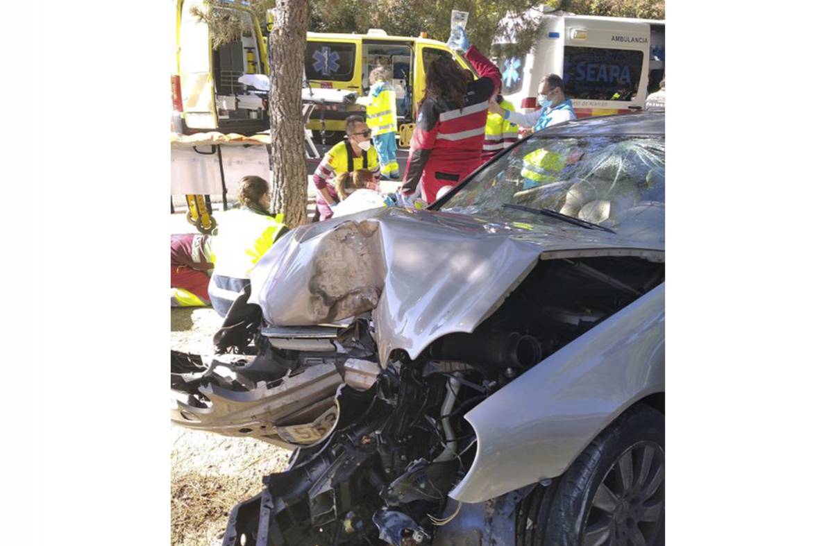 Accidente de tráfico en Pozuelo: un turismo choca contra un árbol y deja grave a una anciana y un joven