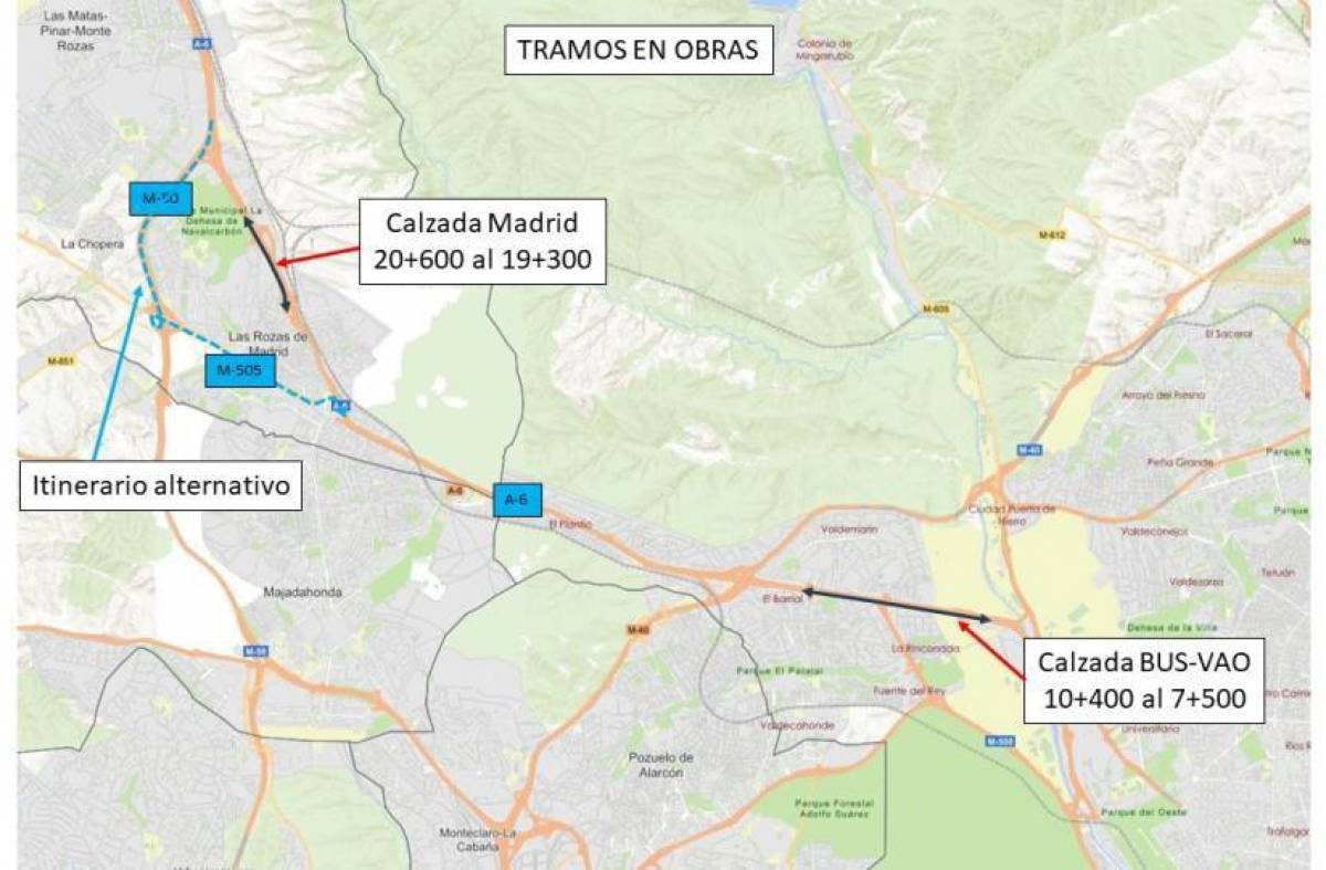 Itinerarios Alternativos Obras A6 Las Rozas